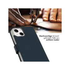 Selencia Echt Leren Bookcase Apple iPhone 14 - Blauw