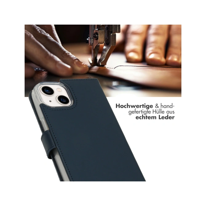 Selencia Echt Leren Bookcase Apple iPhone 14 - Blauw