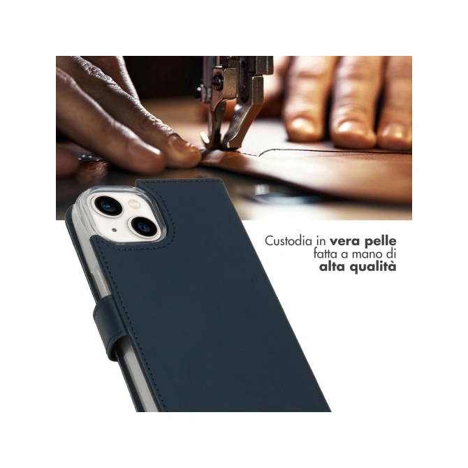 Selencia Echt Leren Bookcase Apple iPhone 14 - Blauw