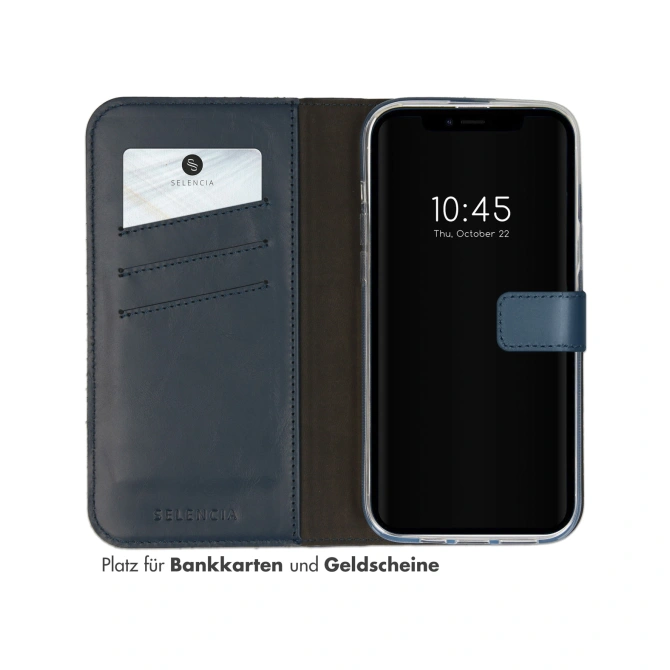 Selencia Echt Leren Bookcase Apple iPhone 14 - Blauw