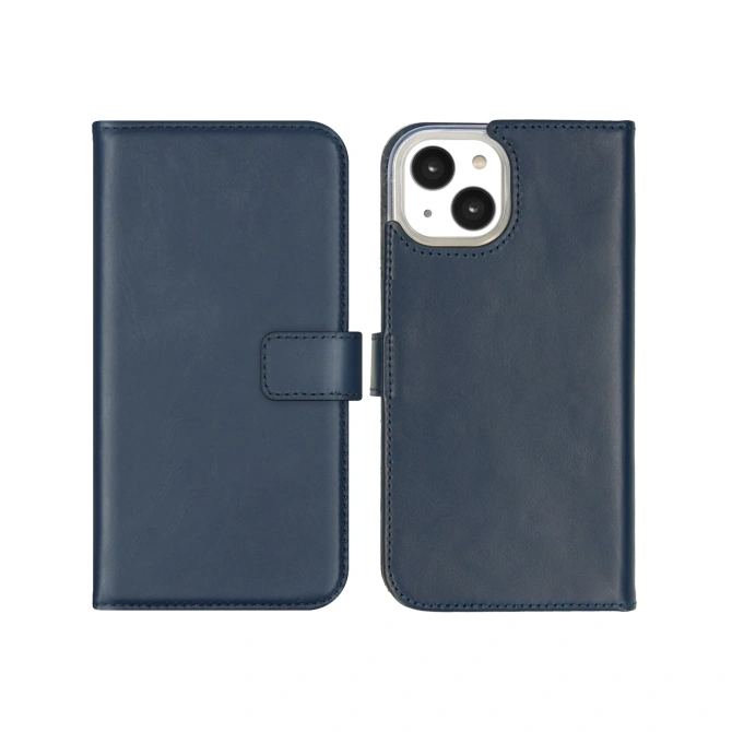 Selencia Echt Leren Bookcase Apple iPhone 14 - Blauw