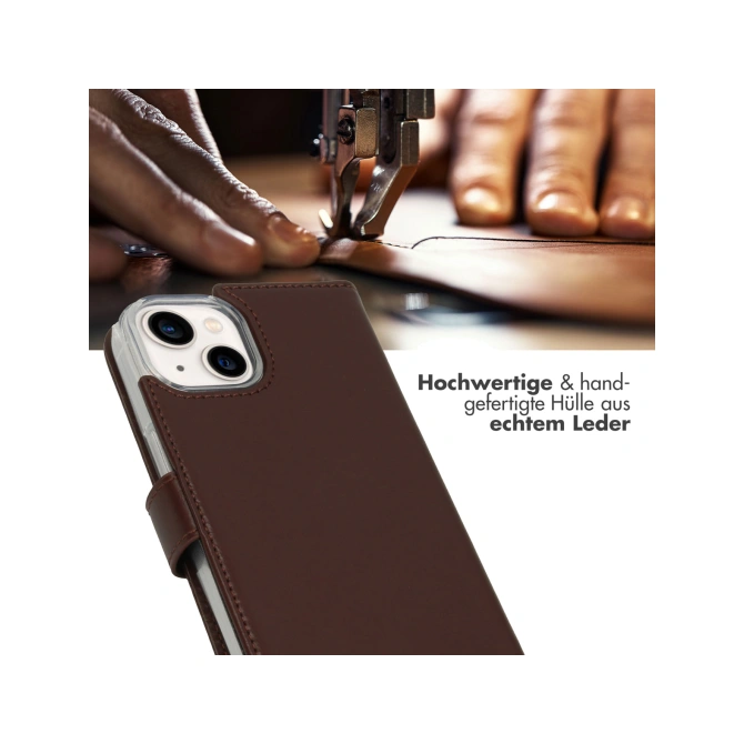 Selencia Echt Leren Bookcase Apple iPhone 14 - Bruin