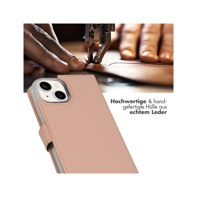 Selencia Echt Leren Bookcase Apple iPhone 14 - Dusty Pink