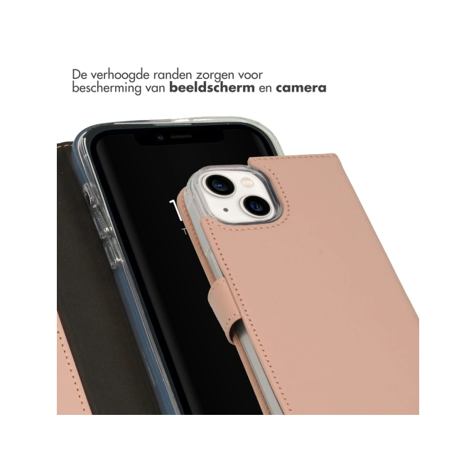 Selencia Echt Leren Bookcase Apple iPhone 14 - Dusty Pink