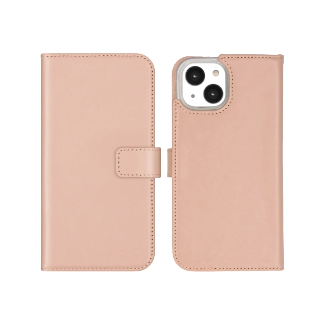 Selencia Echt Leren Bookcase Apple iPhone 14 - Dusty Pink