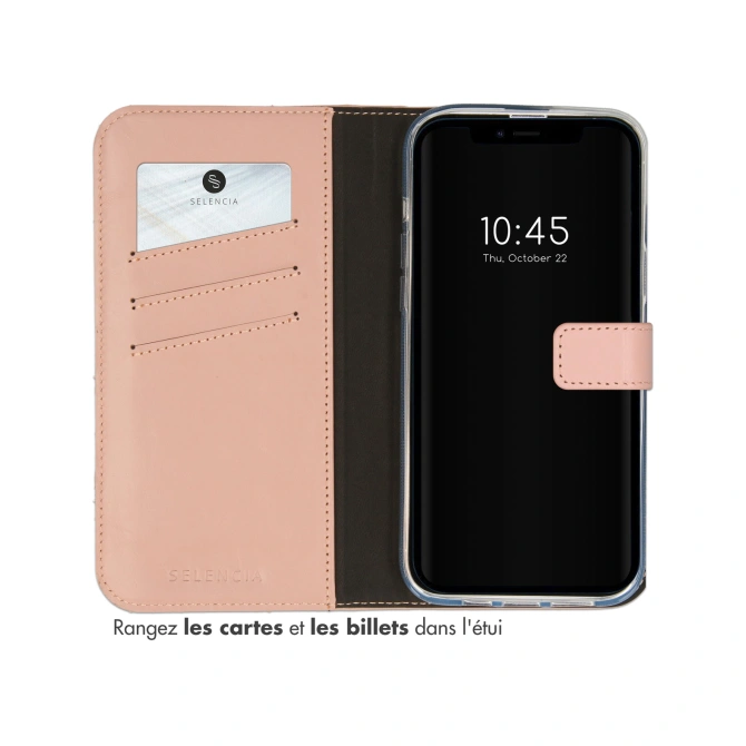 Selencia Echt Leren Bookcase Apple iPhone 14 - Dusty Pink