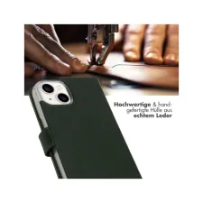 Selencia Echt Leren Bookcase Apple iPhone 14 - Groen