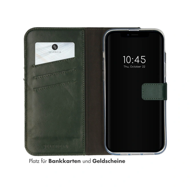 Selencia Echt Leren Bookcase Apple iPhone 14 - Groen