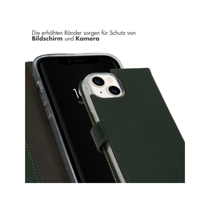 Selencia Echt Leren Bookcase Apple iPhone 14 - Groen