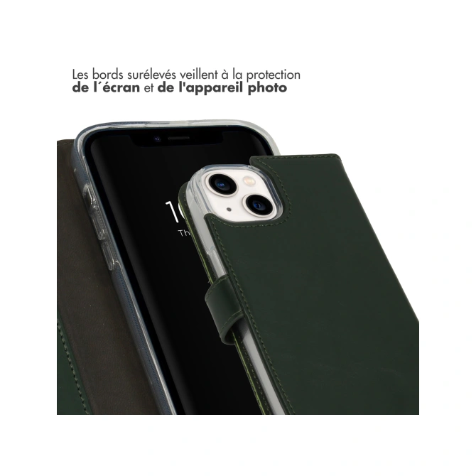 Selencia Echt Leren Bookcase Apple iPhone 14 - Groen