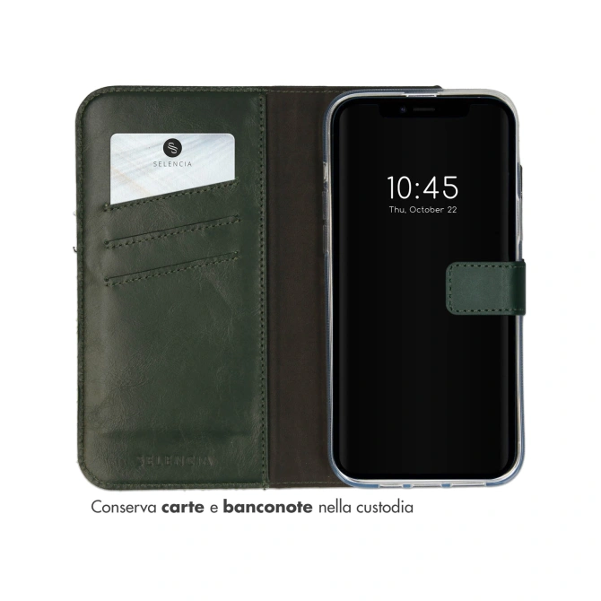Selencia Echt Leren Bookcase Apple iPhone 14 - Groen