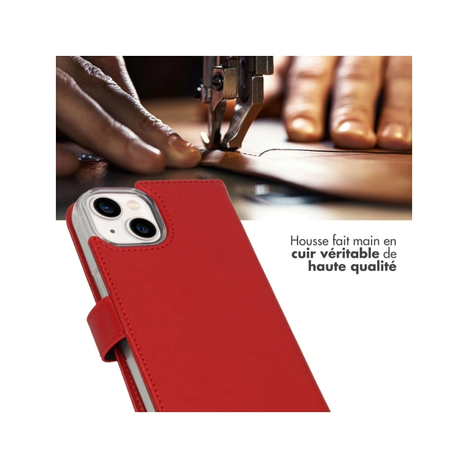 Selencia Echt Leren Bookcase Apple iPhone 14 - Rood