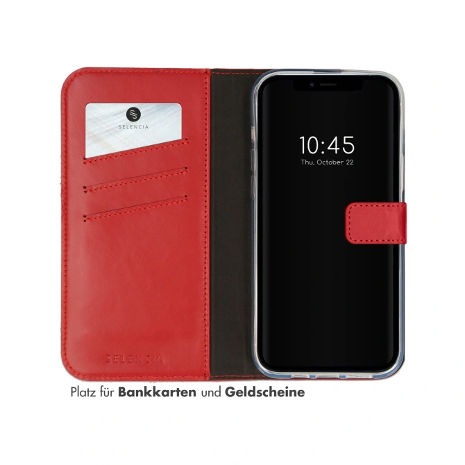 Selencia Echt Leren Bookcase Apple iPhone 14 - Rood
