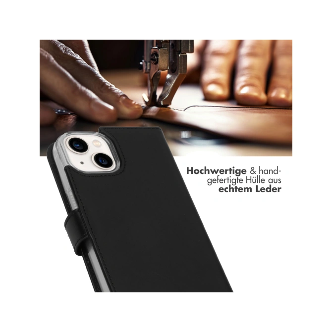 Selencia Echt Leren Bookcase Apple iPhone 14 - Zwart