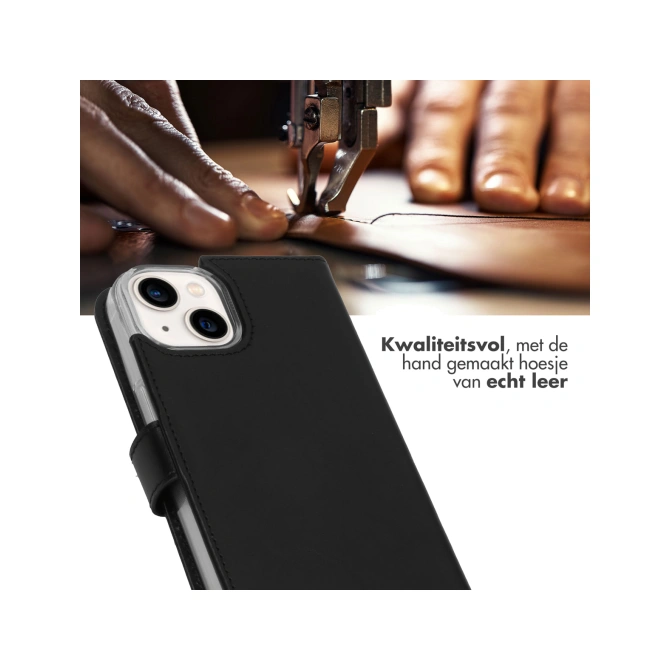 Selencia Echt Leren Bookcase Apple iPhone 14 - Zwart