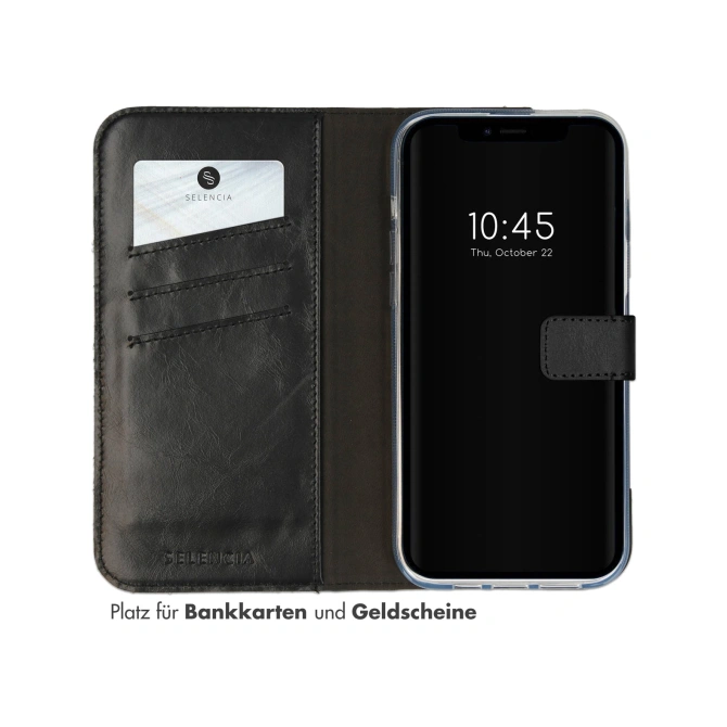 Selencia Echt Leren Bookcase Apple iPhone 14 - Zwart
