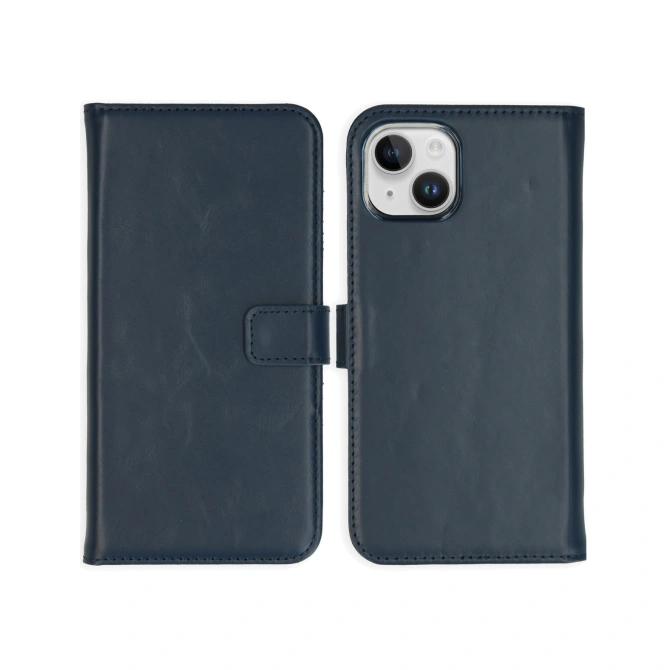 Selencia Echt Leren Bookcase Apple iPhone 15 - Blauw