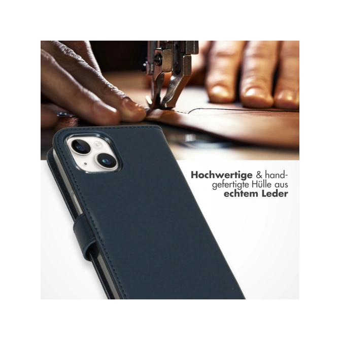 Selencia Echt Leren Bookcase Apple iPhone 15 - Blauw