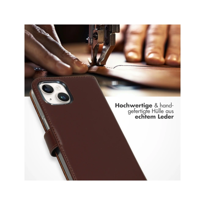 Selencia Echt Leren Bookcase Apple iPhone 15 - Bruin