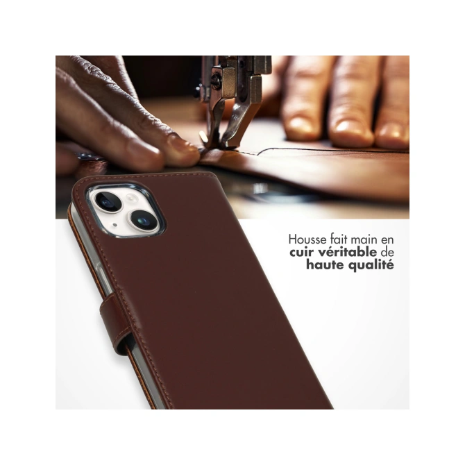 Selencia Echt Leren Bookcase Apple iPhone 15 - Bruin