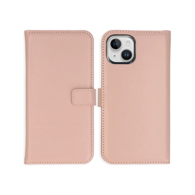 Selencia Echt Leren Bookcase Apple iPhone 15 - Dusty Pink