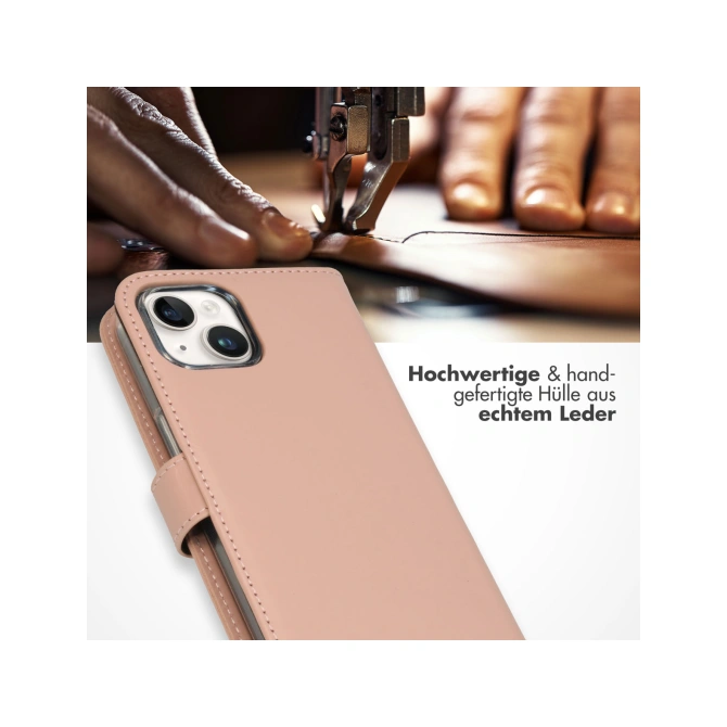 Selencia Echt Leren Bookcase Apple iPhone 15 - Dusty Pink
