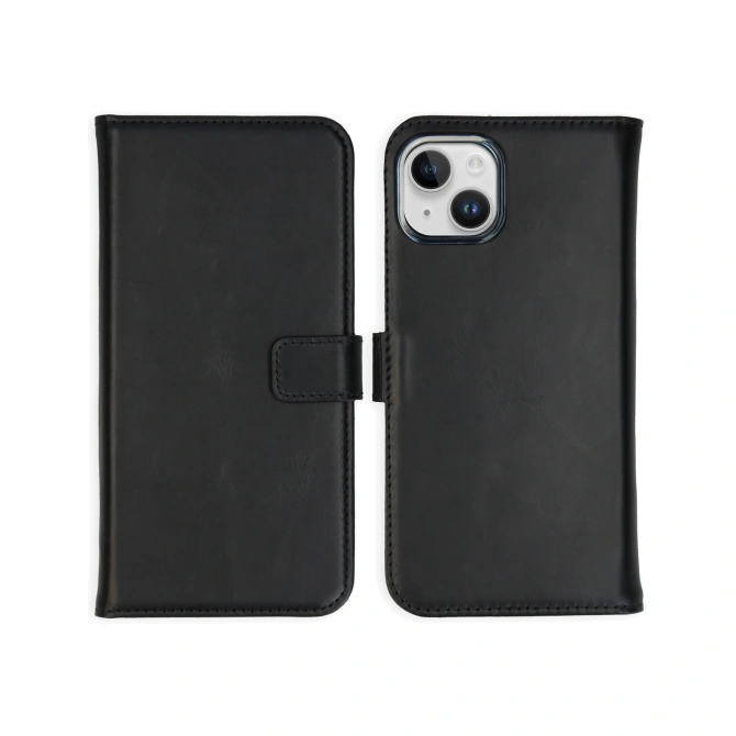 Selencia Echt Leren Bookcase Apple iPhone 15 Plus - Zwart