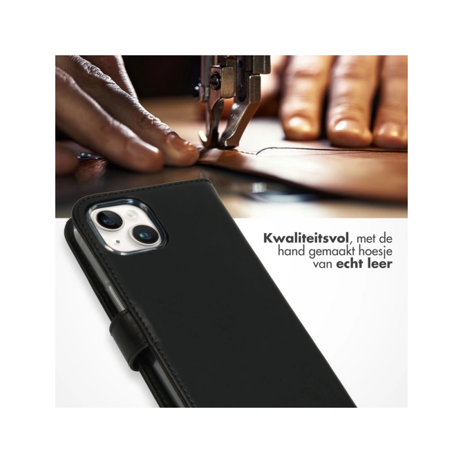Selencia Echt Leren Bookcase Apple iPhone 15 Plus - Zwart