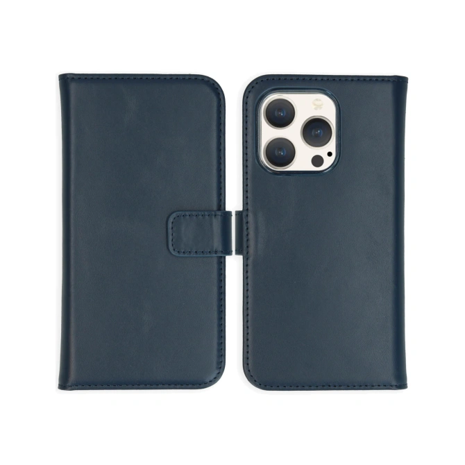 Selencia Echt Leren Bookcase Apple iPhone 15 Pro - Blauw