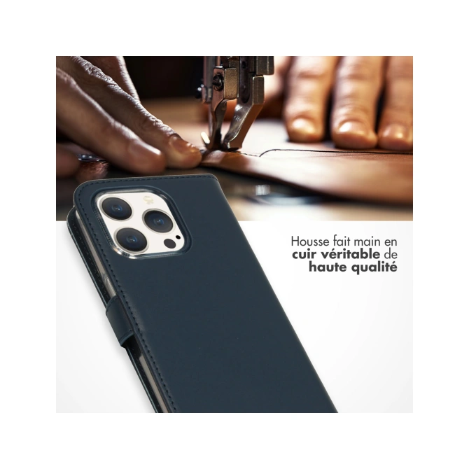 Selencia Echt Leren Bookcase Apple iPhone 15 Pro - Blauw