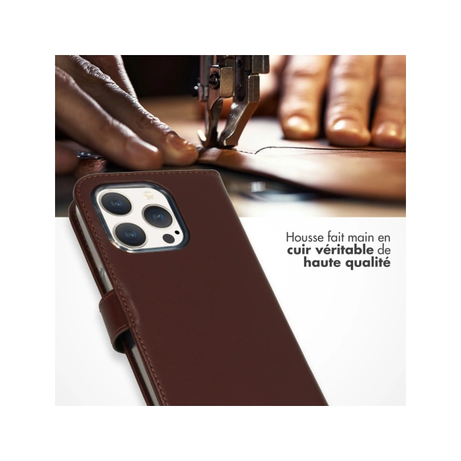 Selencia Echt Leren Bookcase Apple iPhone 15 Pro - Bruin