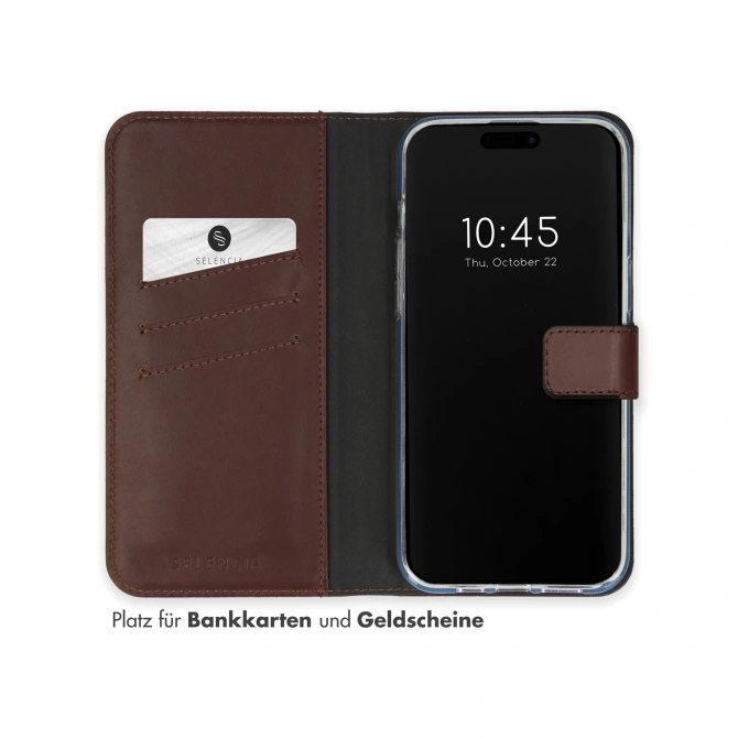 Selencia Echt Leren Bookcase Apple iPhone 15 Pro - Bruin