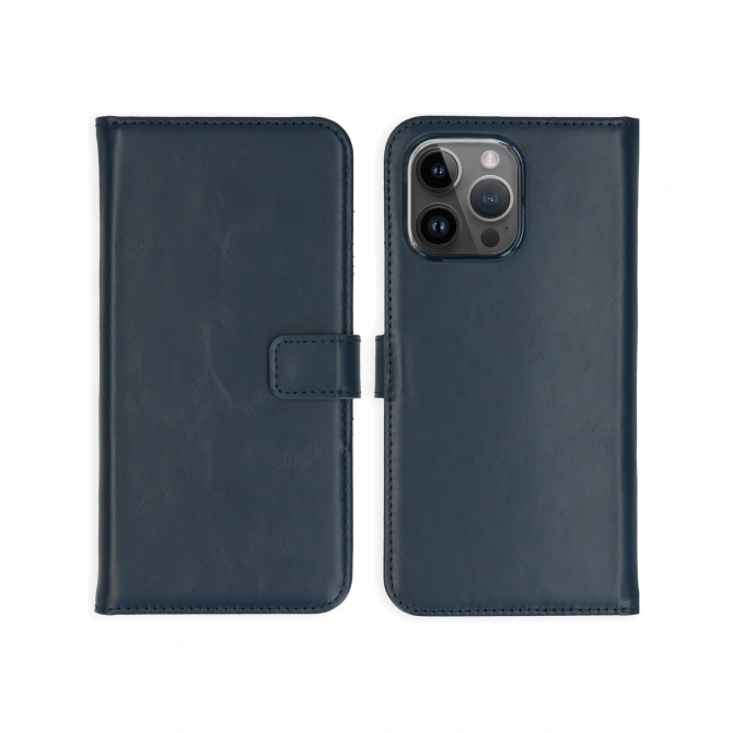 Selencia Echt Leren Bookcase Apple iPhone 15 Pro Max - Blauw