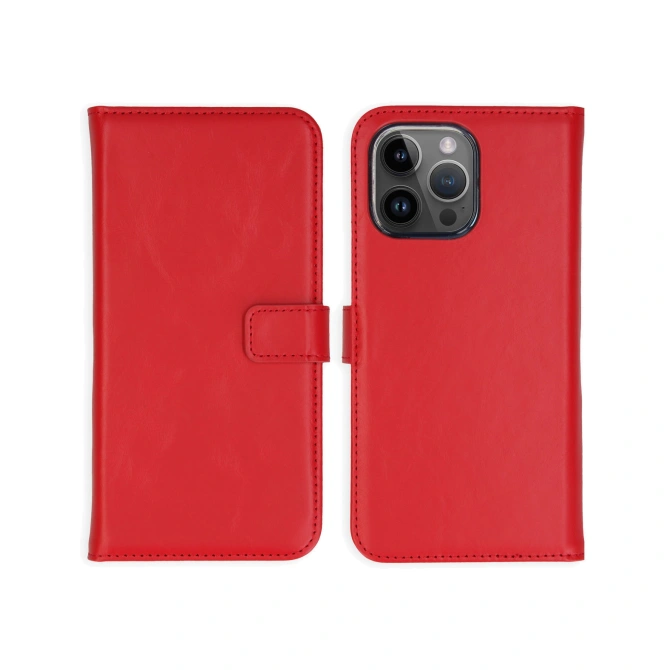 Selencia Echt Leren Bookcase Apple iPhone 15 Pro Max - Rood