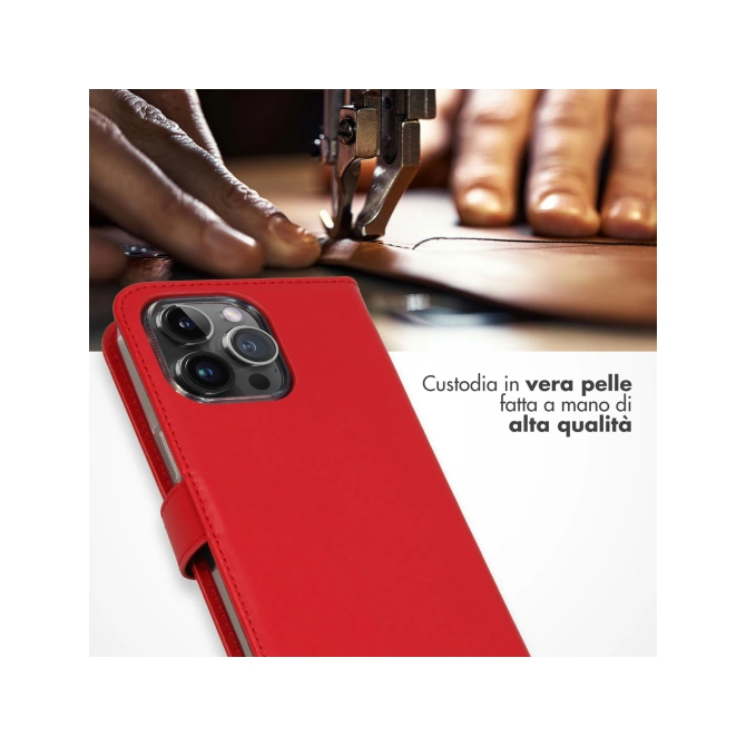 Selencia Echt Leren Bookcase Apple iPhone 15 Pro Max - Rood