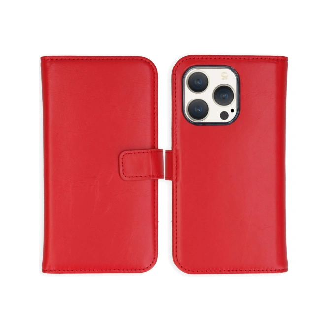 Selencia Echt Leren Bookcase Apple iPhone 15 Pro - Rood