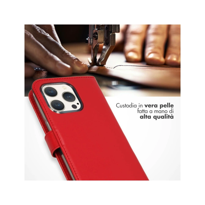 Selencia Echt Leren Bookcase Apple iPhone 15 Pro - Rood