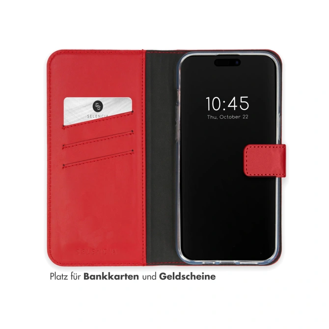 Selencia Echt Leren Bookcase Apple iPhone 15 Pro - Rood
