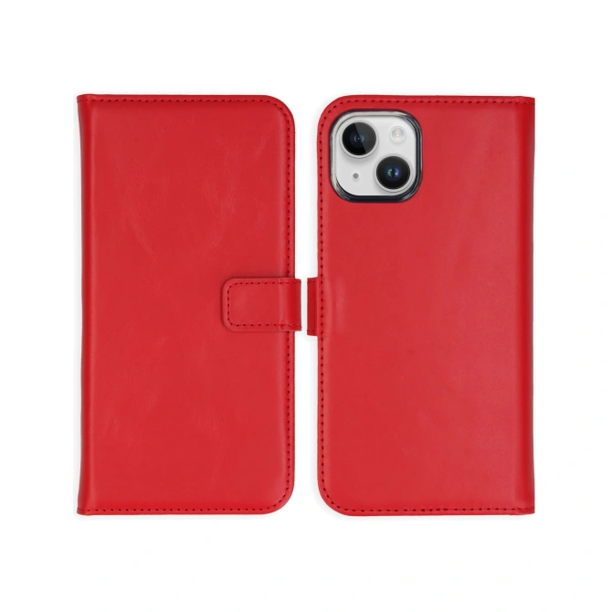 Selencia Echt Leren Bookcase Apple iPhone 15 - Rood