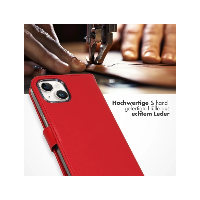 Selencia Echt Leren Bookcase Apple iPhone 15 - Rood