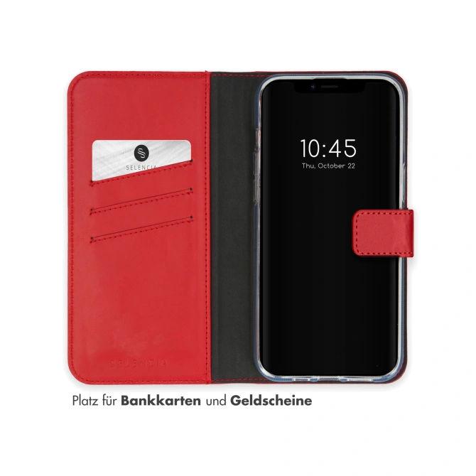 Selencia Echt Leren Bookcase Apple iPhone 15 - Rood