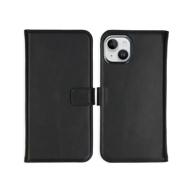 Selencia Echt Leren Bookcase Apple iPhone 15 - Zwart