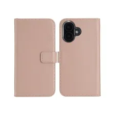 Selencia Echt Leren Bookcase Apple iPhone 16 - Dusty Pink