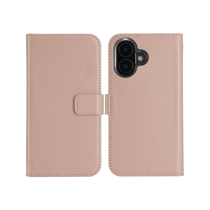 Selencia Echt Leren Bookcase Apple iPhone 16 - Dusty Pink