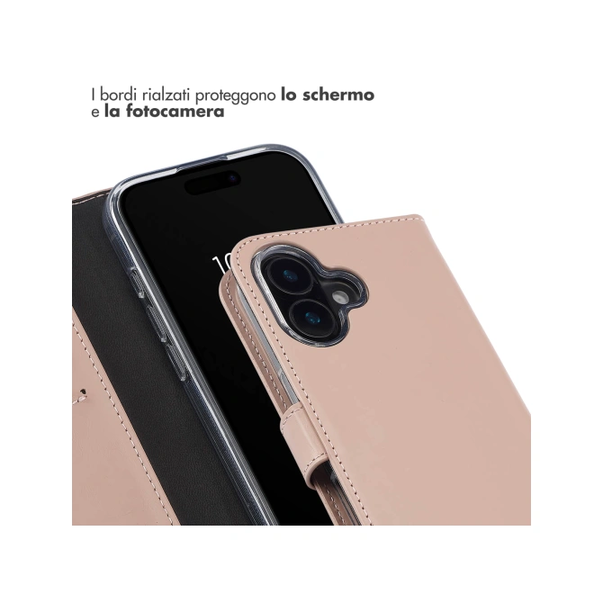 Selencia Echt Leren Bookcase Apple iPhone 16 - Dusty Pink