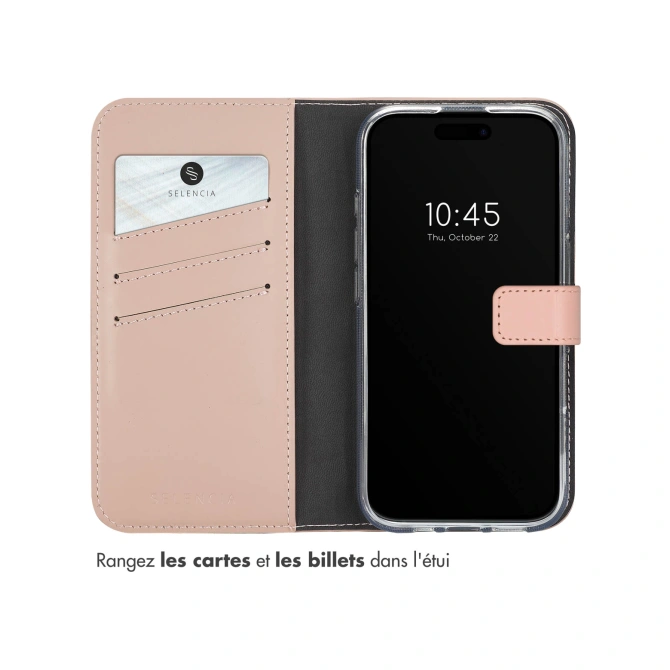 Selencia Echt Leren Bookcase Apple iPhone 16 - Dusty Pink