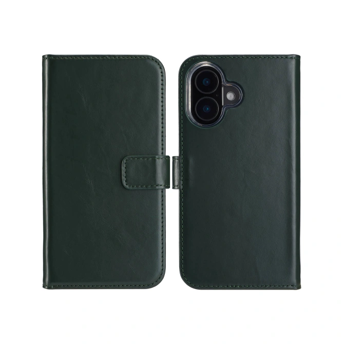 Selencia Echt Leren Bookcase Apple iPhone 16 - Groen