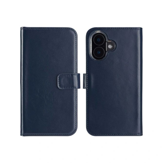 Selencia Echt Leren Bookcase Apple iPhone 16 Plus - Blauw