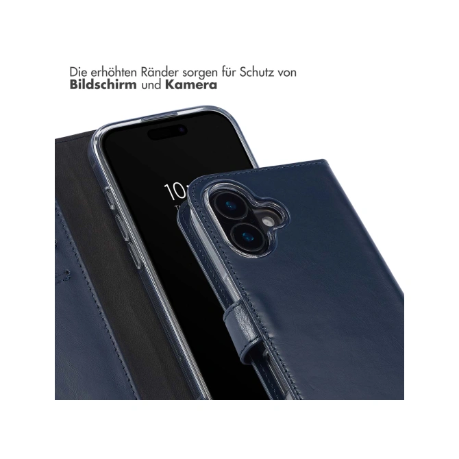 Selencia Echt Leren Bookcase Apple iPhone 16 Plus - Blauw