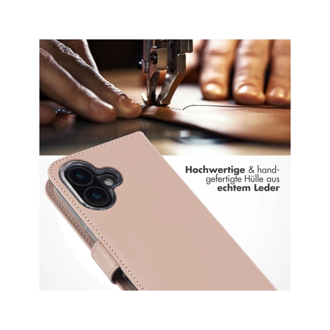 Selencia Echt Leren Bookcase Apple iPhone 16 Plus - Dusty Pink